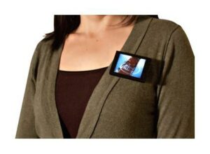 Badge de présentation avec écran LCD intégré sur batterie pour présenter son entreprise ou soi-même